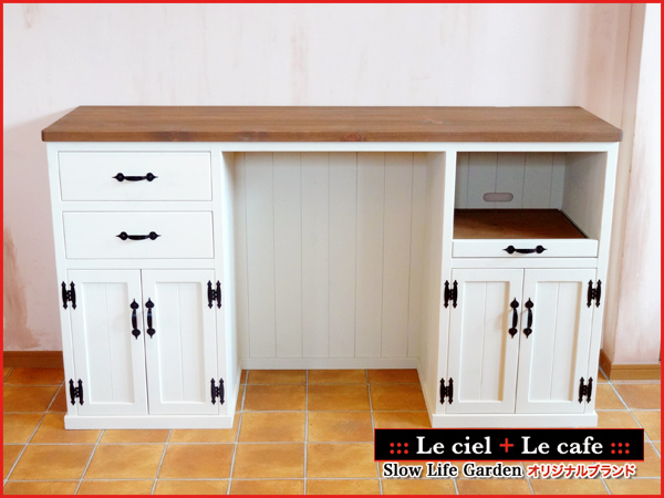 キッチン カントリー　W2250 I型 オーダー家具 サイズ変更可能 北欧 無垢 木製 パイン材 収納 人造大理石 天板 セラミック - 41